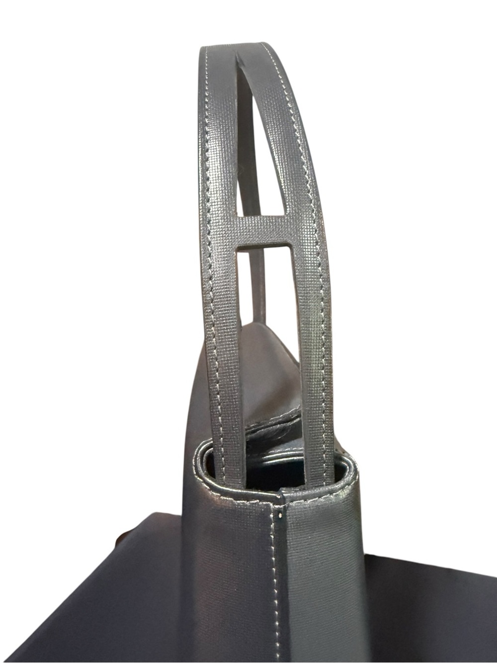 Vintage Givenchy Maroquinerie Gunmetal Structured Top Handle Satchel Japan - Picture 5 of 11